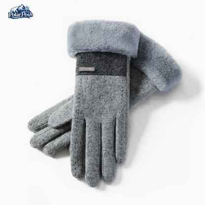Wool Knit & Plush-Lined Winter Gloves