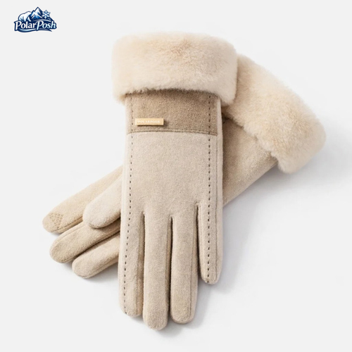 Wool Knit & Plush-Lined Winter Gloves