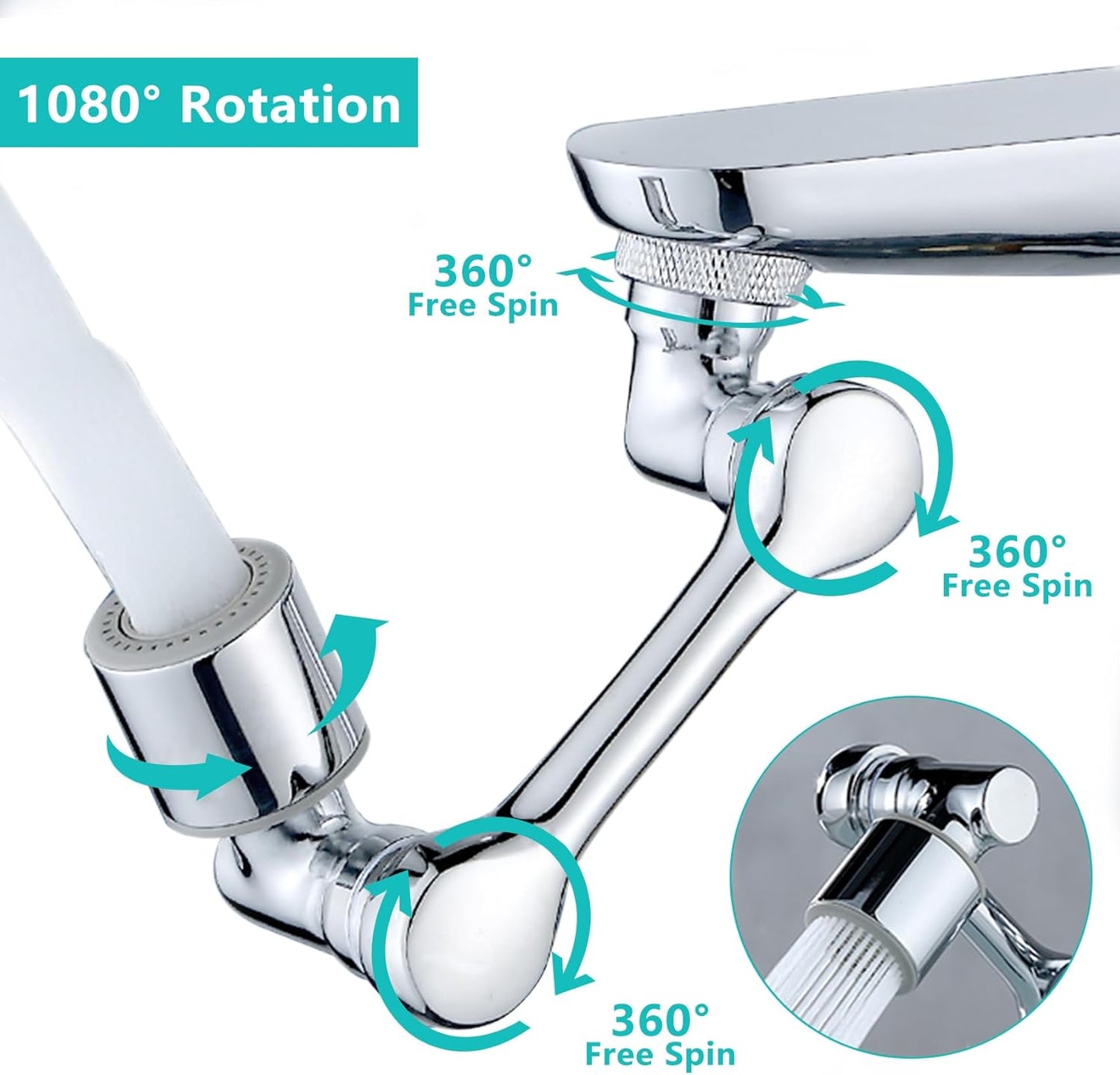 PolarPosh™ 1080° Swivel Extender — Durable Alloy & Dual Spray Modes