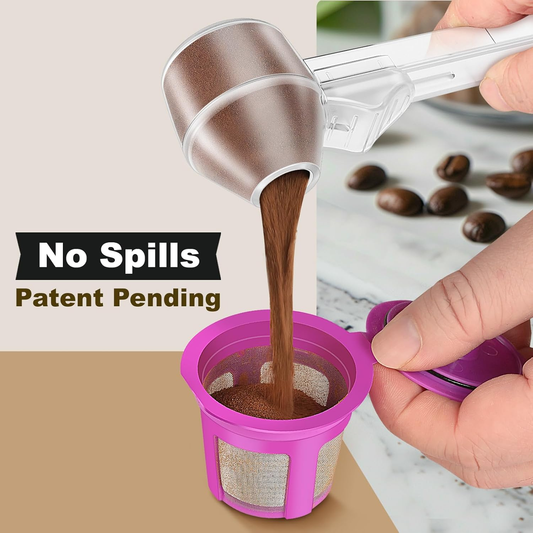 2-in-1 Precision Coffee Scoop & Funnel – No-Spill 2-Tbsp Measuring Spoon for Reusable K-Cups, Ground Coffee & Protein Powder